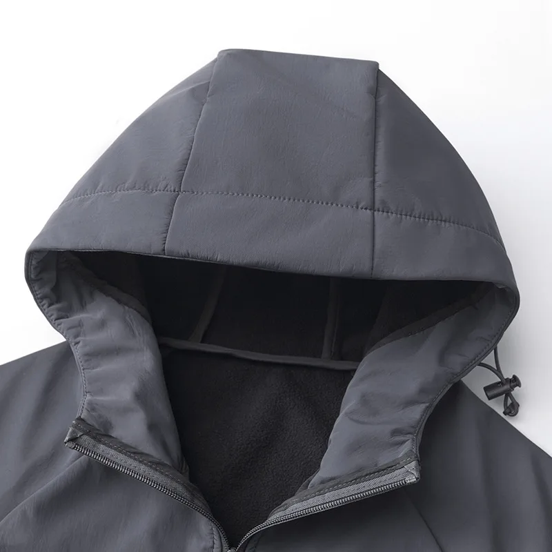 2025 الخريف الشتاء الرجال سترة رشاقته الصوف يندبروف مقاوم للماء الذكور معطف مقنع سحاب أكمام طويلة رجل أفخم ملابس خارجية