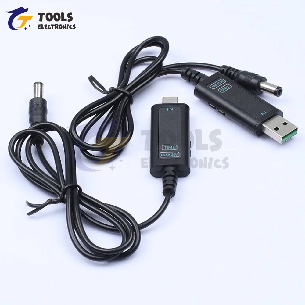 

Adjustable USB Boost Converter Cable 5V 12V 20V DC5-10V Input to 5V 12V 20V Output-for Power Supply Charger Router Step-up Conve