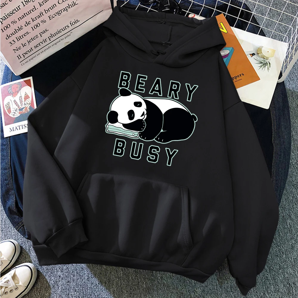 

Female Hoodie Panda Recent Beary Busy Print Sweater Woman Casual Oversized Pullover Fashion Hip-Hop Kawaii Animal Lady Clot