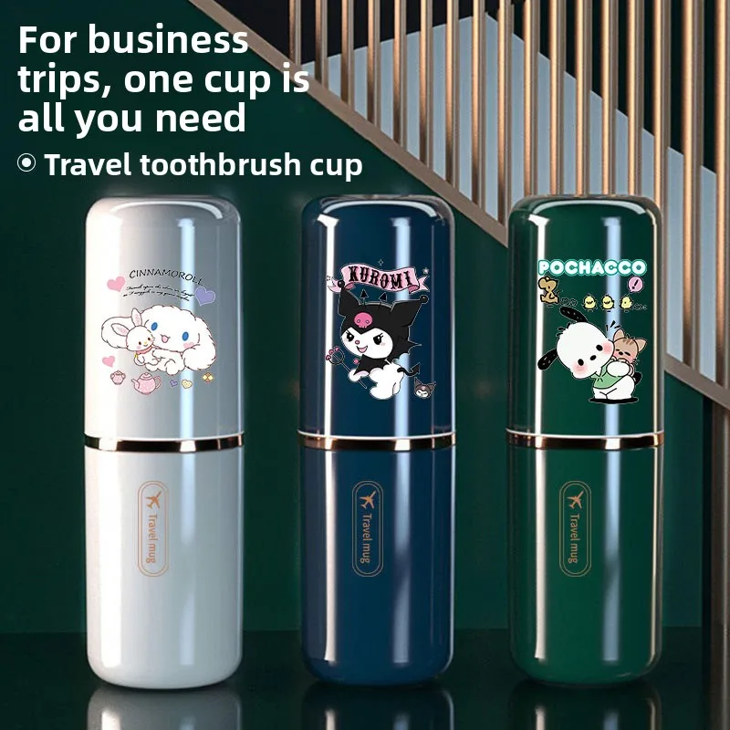 Hello Kitty Travel Mouthwash Cup Portable Cute Essential for Business Trips Toothbrush Case with Lid Multifunctional Storage Set