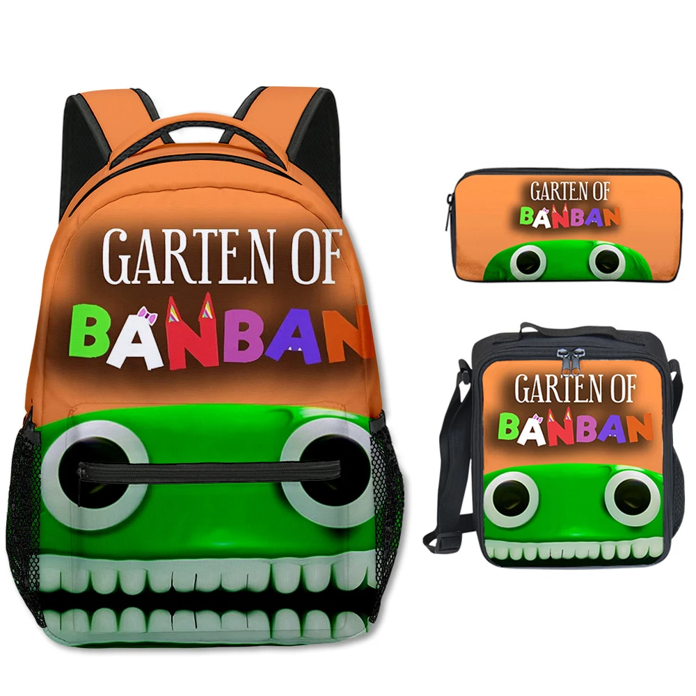 Hip Hop Popular New Garten of Banban 3D Print 3pcs/Set School Bags Travel Notebook Backpack Crossbody Lunch bag Pencil Case