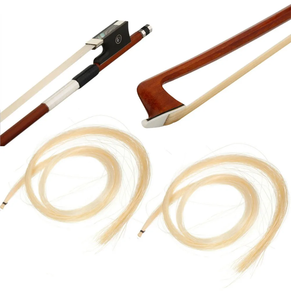 

29.5inch Violin Bow Hair 2Hanks 2PCS Accessories Horsehair Mongolian Parts Violin White Nice Portable Pratical