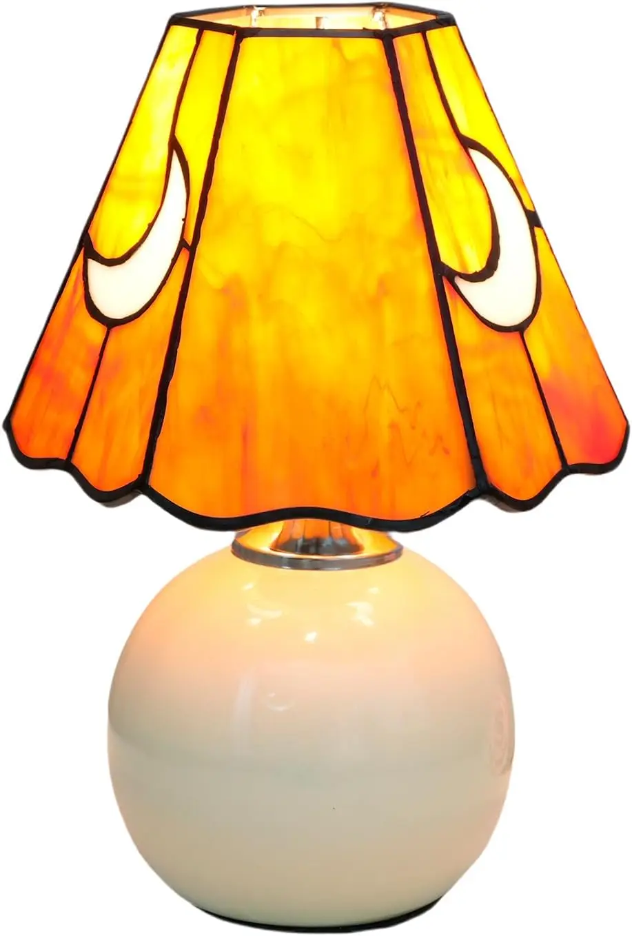 

Mushroom Moon Stained Glass Table Lamp, Cute Small Bedside Light for Living Room Decor, Unique Aesthetic Gift