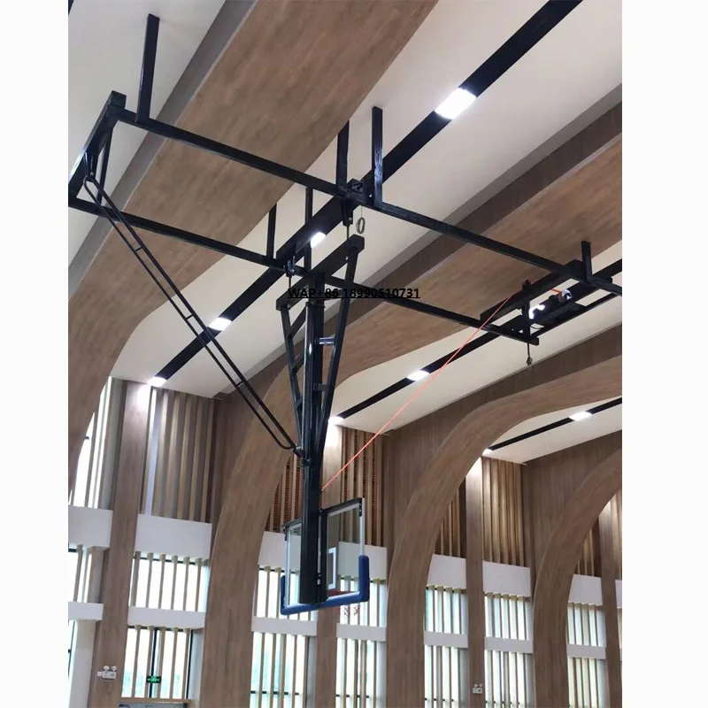 

Factory Supply Gymnasium Ceiling Mounted Basketball Hoops Fixed Stand Electric Type for Sale