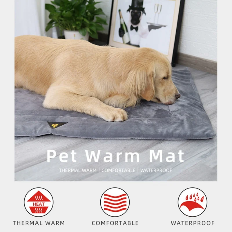 Self Heating Pet Pad Dog Bed Warmer Mat Flannel Dog Mat Elderly Pets Cat Warm Winter Thermal Supplies Waterproof Warming Pads