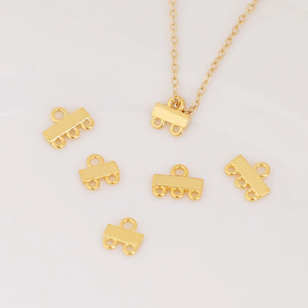 6Pcs Copper 18K Gold Plated Multi Strand Links Chandelier Connectors Separators Bracelet Ends Bars For Diy Jewelry Choker Making