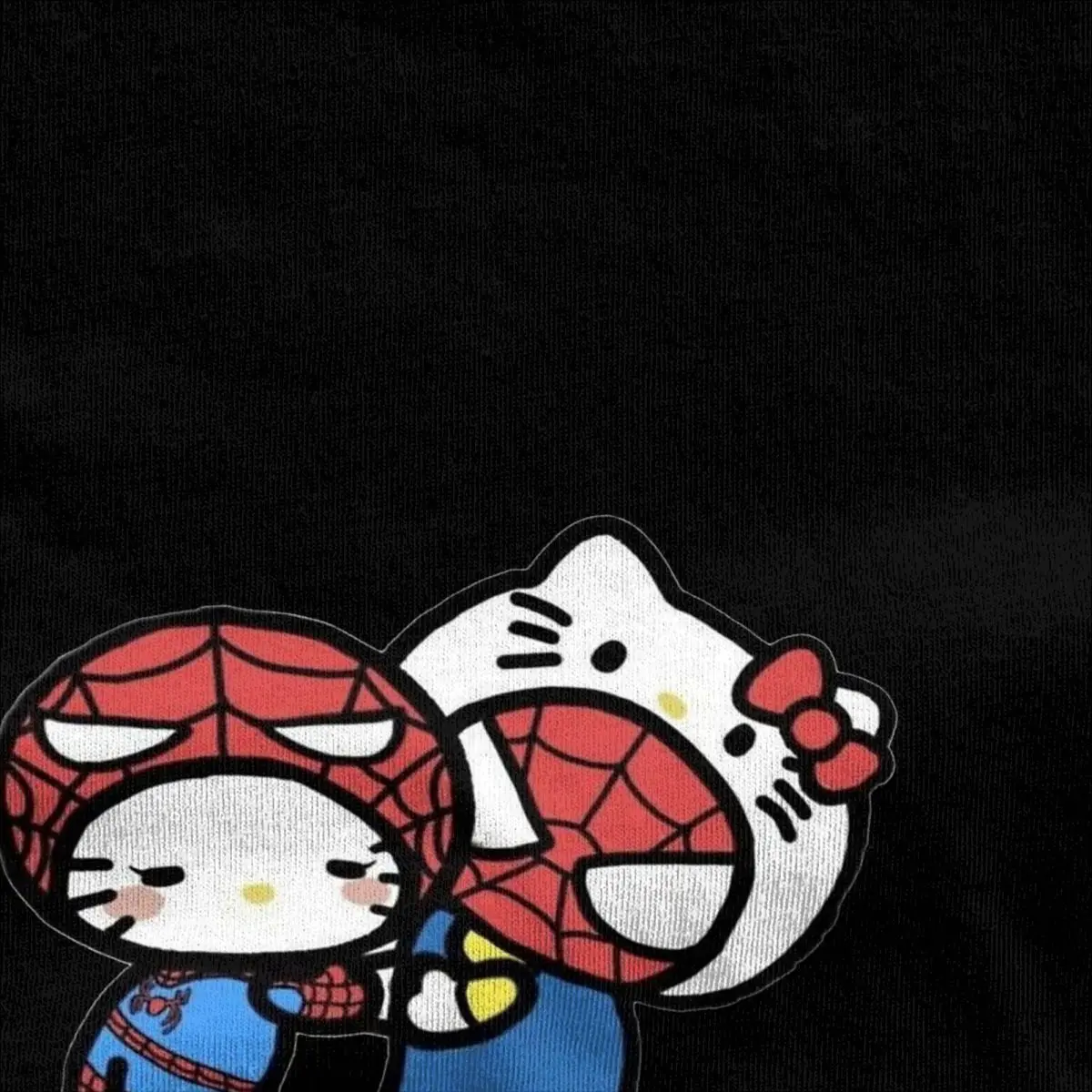 Oversized T-Shirt Hello Kitty X Spiderman Cute Couple Pure Cotton T-Shirt Popular Tshirt for Man Summer Awesome Short Sleeve Top