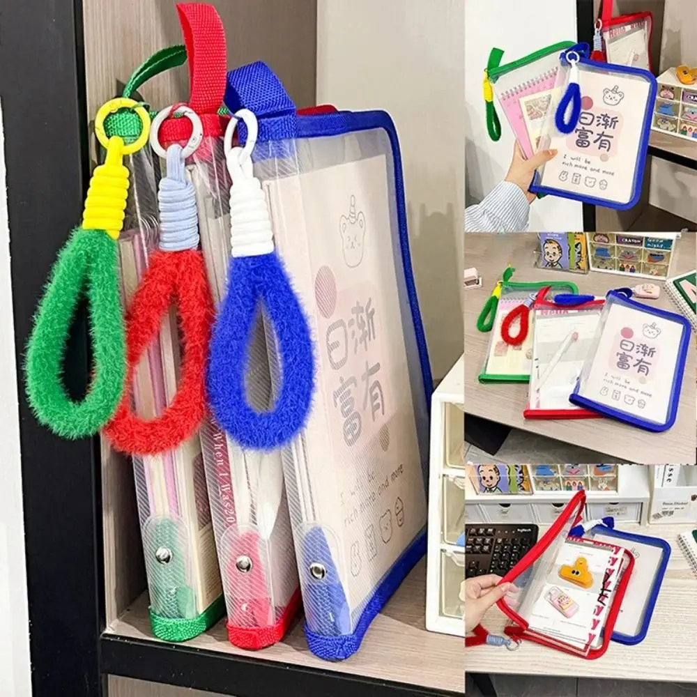 Bonito pp a4 saco de arquivo com zíper de alta capacidade estudante bolsa pasta de arquivo sacos transparente suporte de papelaria