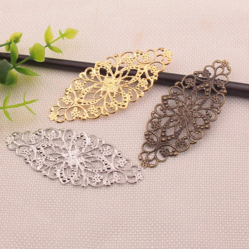 30PCS Metal Hollow Long Flower Pendant Charms Archaistic DIY Jewelry Making Material for Hairpin Hair Accessories (Random Patter