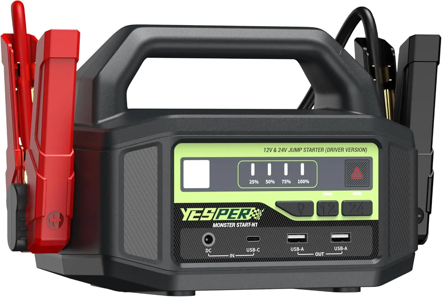 

12V/24V Car Jump Starter, 6000A Peak 5.1 lbs Portable Jump Starter Battery Pack Quick Charge with AC Adapter 36400mAh