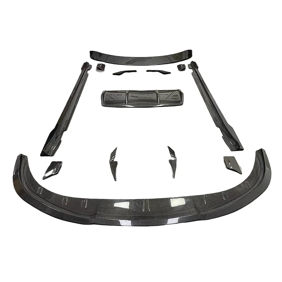 

For Taycan modified small envelop rz style carbon fiber front lip rear lip side skirt tail