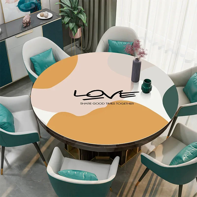 Round Tablecloth PU Waterproof Dinner Table Mat Oil-proof Kitchen Countertop Home Decoration Modern Restaurant Desk Mats
