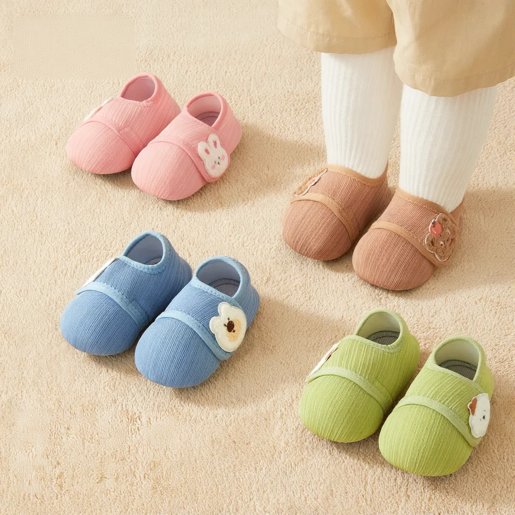 AIBEDILA Cute Non-slip Baby Floor Socks Newborn Slipper with Soft Sole Infant Toddler Walking Socks Shoe Spring and Autumn 0-4Y