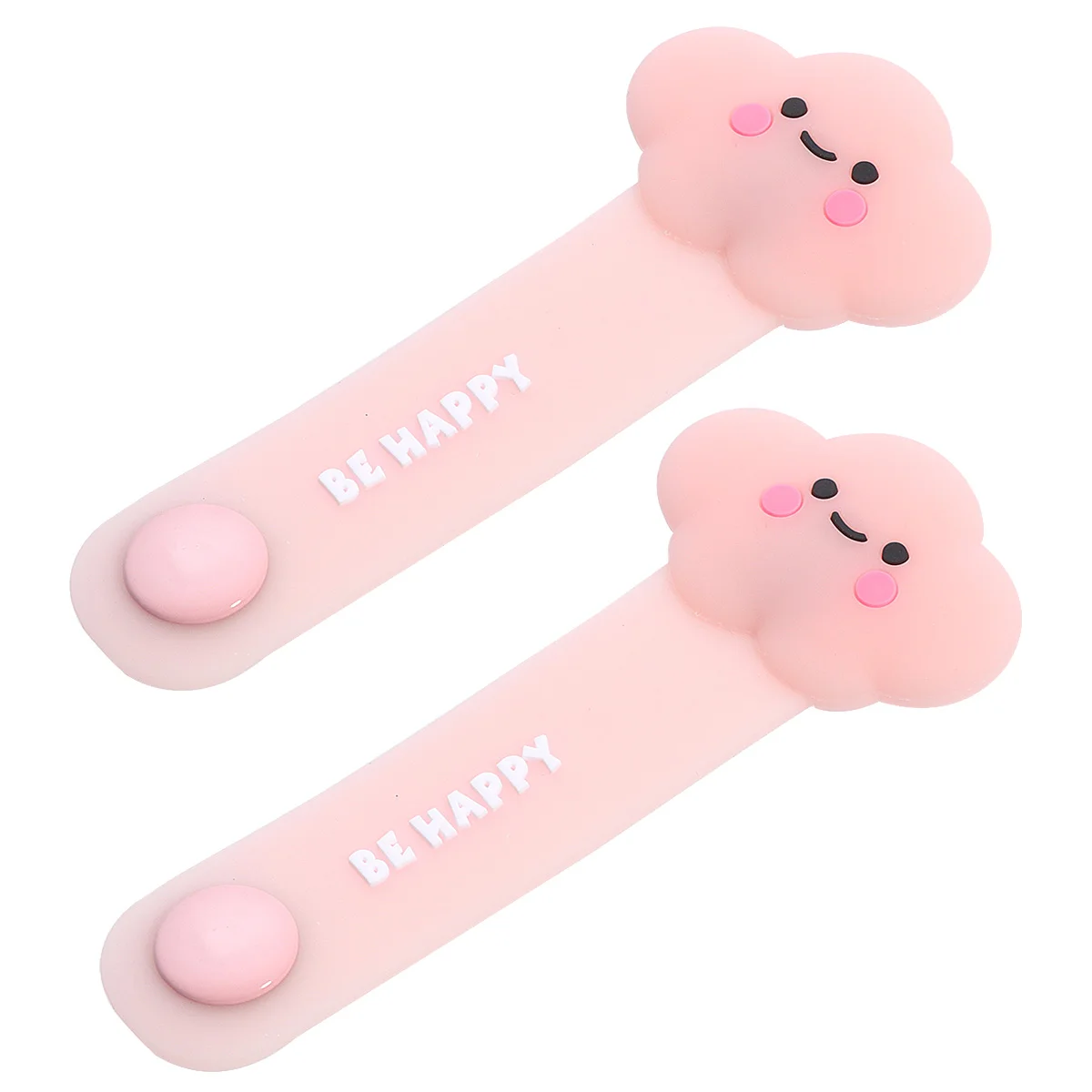 

2Pcs Silicone Cable Organizer Headset Winders Ties for Cellphone Charging Lines Compact Design Pink Cloud Cable Organizer