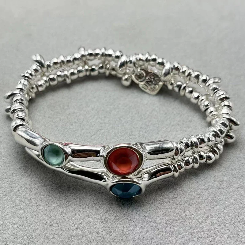 UNOde50-pulsera con gema Tricolor para mujer, diseño Simple, creativo, europeo y americano, joyería de alta calidad, bolsa de regalo, novedad de 2023