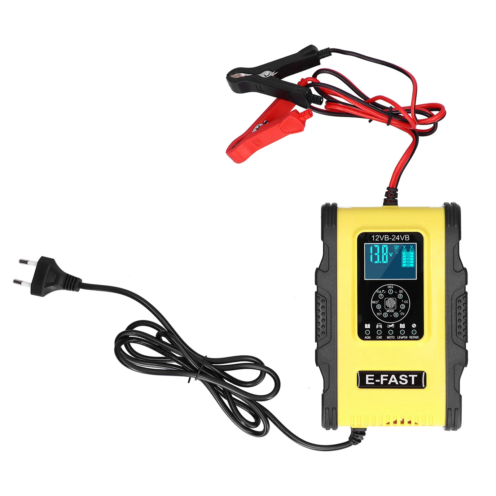 

Интеллектуальное зарядное устройство с европейской вилкой, 100-240 В, 7-ступенчатая система зарядки, умное зарядное устройство для мотоциклов, газонокосилок, лодок.