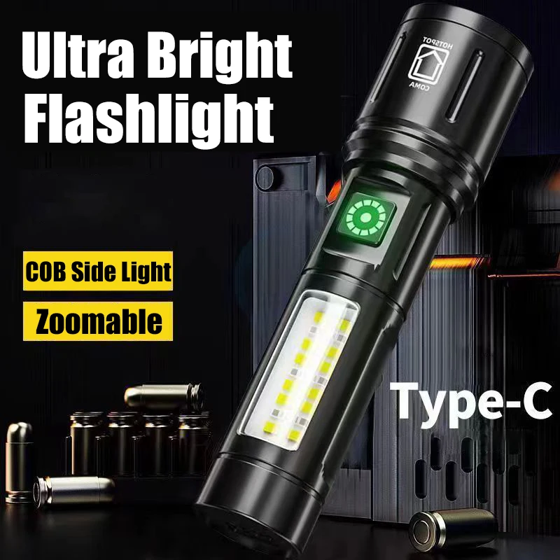 

KDULIT Portable Zoomable Strong Light LED Flashlight with Gift Box USB Rechargeable Outdoor Camping Hunting Emergency Torch