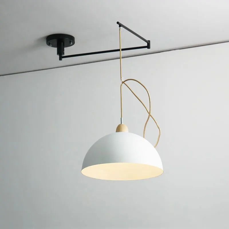 Lampadario portatile in legno per ristorante moderno Bauhaus bilanciere tavolo da pranzo telescopico cucina lampada a sospensione da comodino