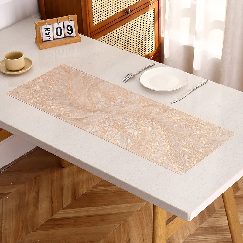 33x91cm European Table Runner Flowing Light Pattern Dining Table Mat PVC Waterproof and Oil Proof INS Style Light Luxury Coaster