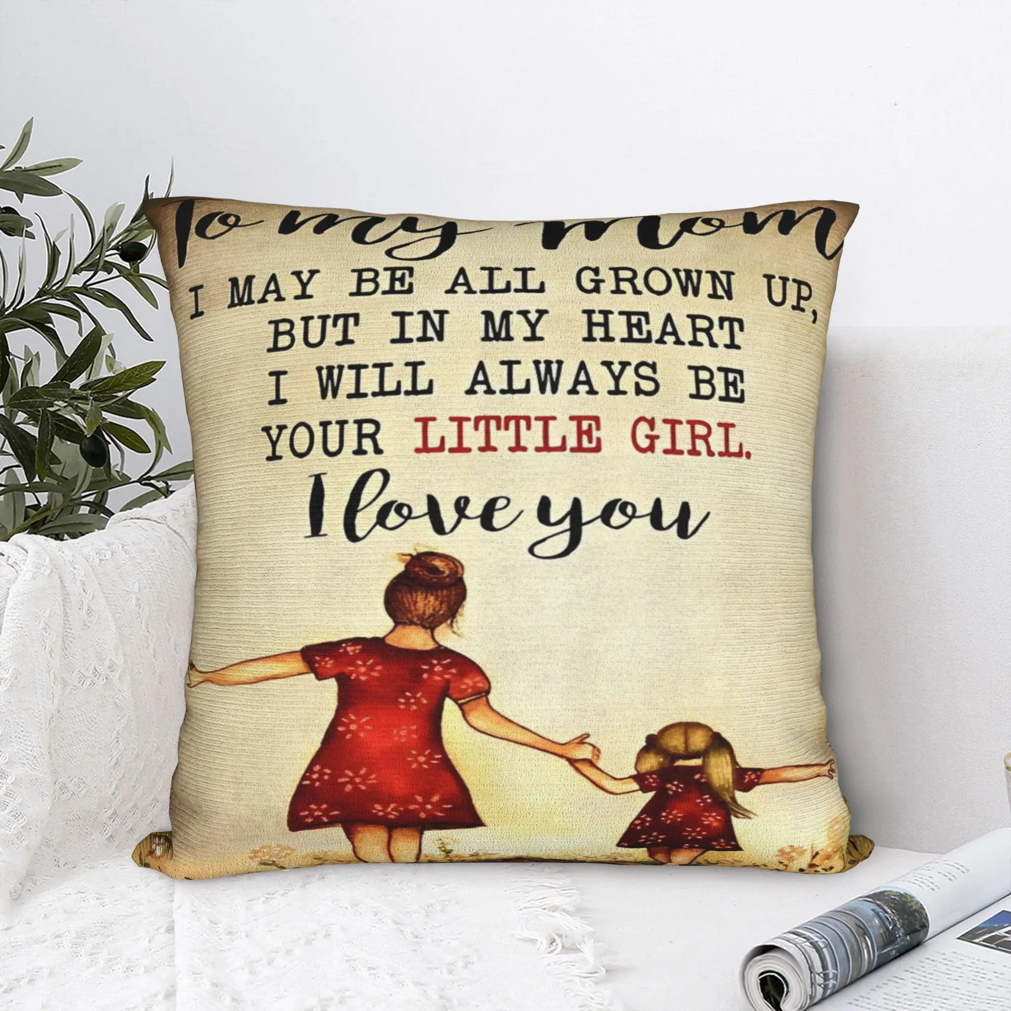 Happy Mother's Day  Pillowcase Polyester Cushion Cover Letter From Daughter Throw Pillow Case Cover Living Room Zippered 45*45cm