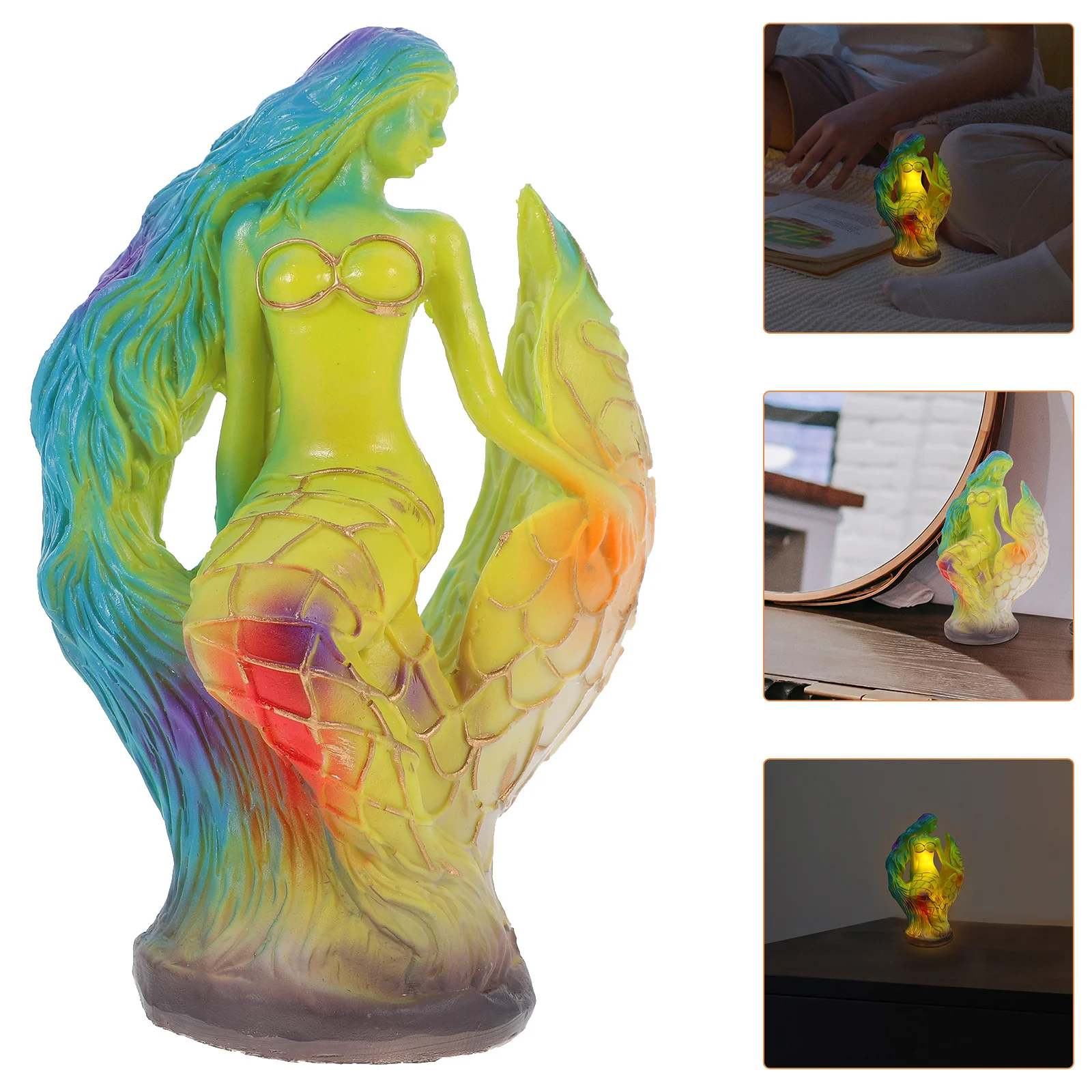 

Mermaid Table Lamp Resin Material LED Bedside Nightstand Light Ambient Lighting Unique Animal Desk Lighting Mermaid Lamp