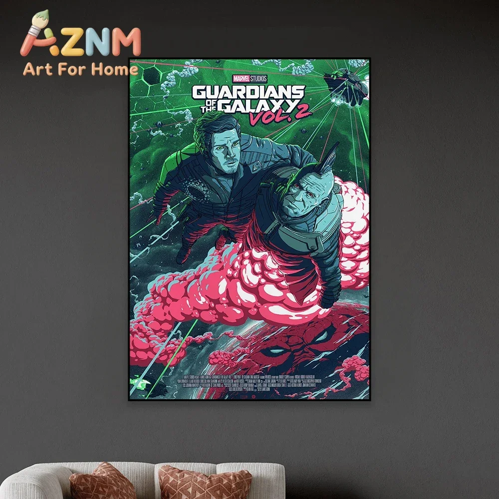AZNM Guardians of the Galaxy Movie Canvas Wall Art Frameless Poster Star-Lord Space Galaxy Superhero Poster Print Bedroom Decor