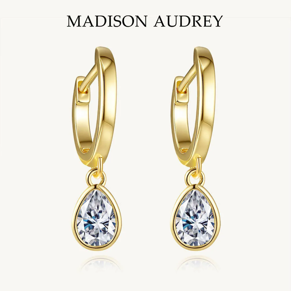 

925 Sterling Silver Moissanite Earrings for Women Pear Teardrop Cut GRA Certified Diamond Drop Earring Birthday Gifts Jewelry