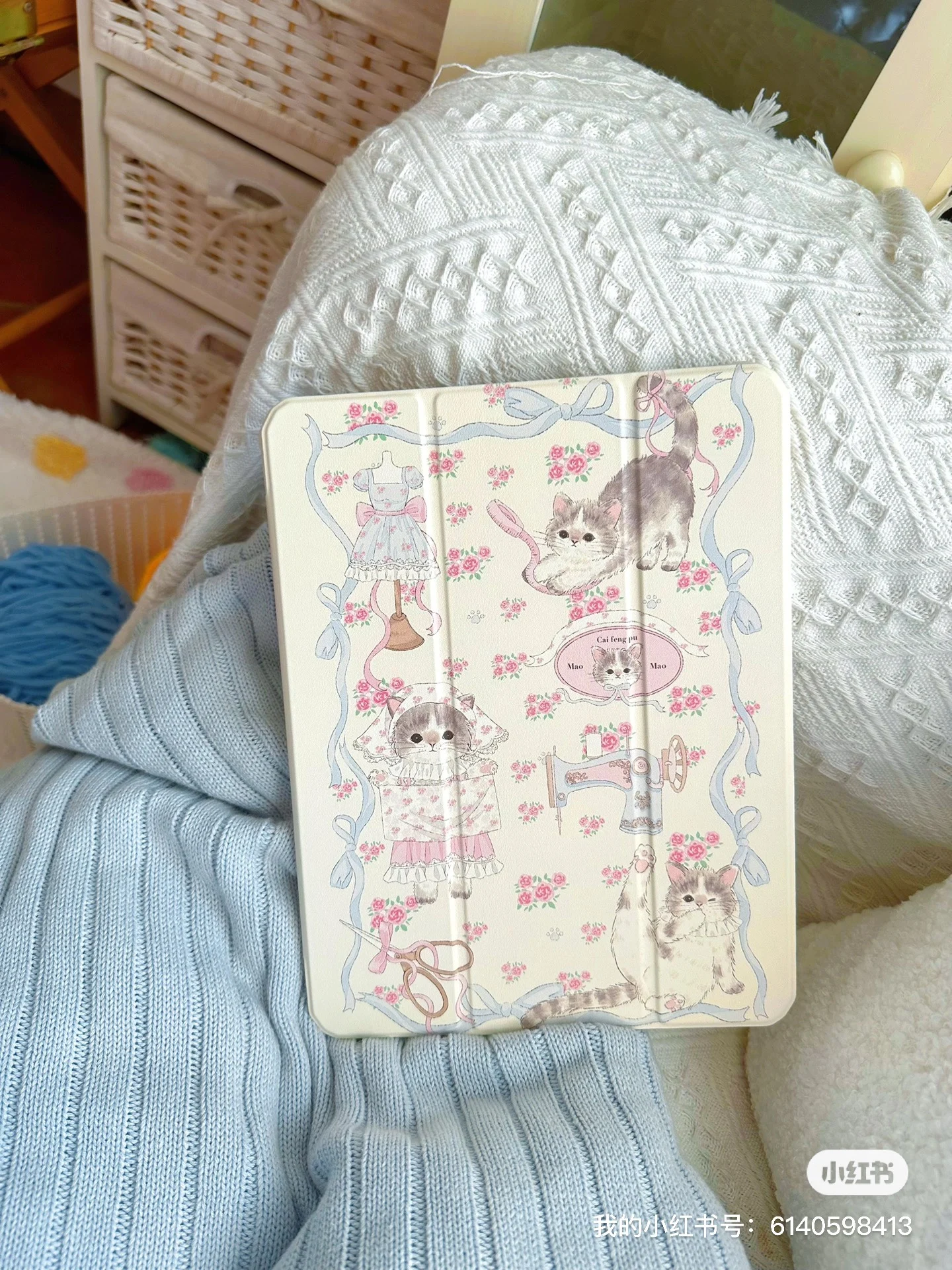 Cute Cat Tablet Case PU Acrylic Girl Hand Drawn Cover Suitable for iPad Pro Air5 10th