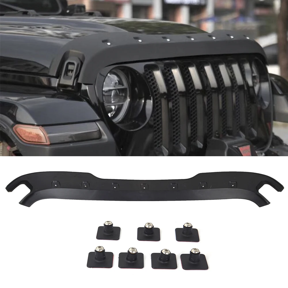 For Jeep Gladiator Wrangler JL 2018 2019 2020 Car Accessories ​Hood Trail Armor Hood Stone Protector Guard Matte Black ABS