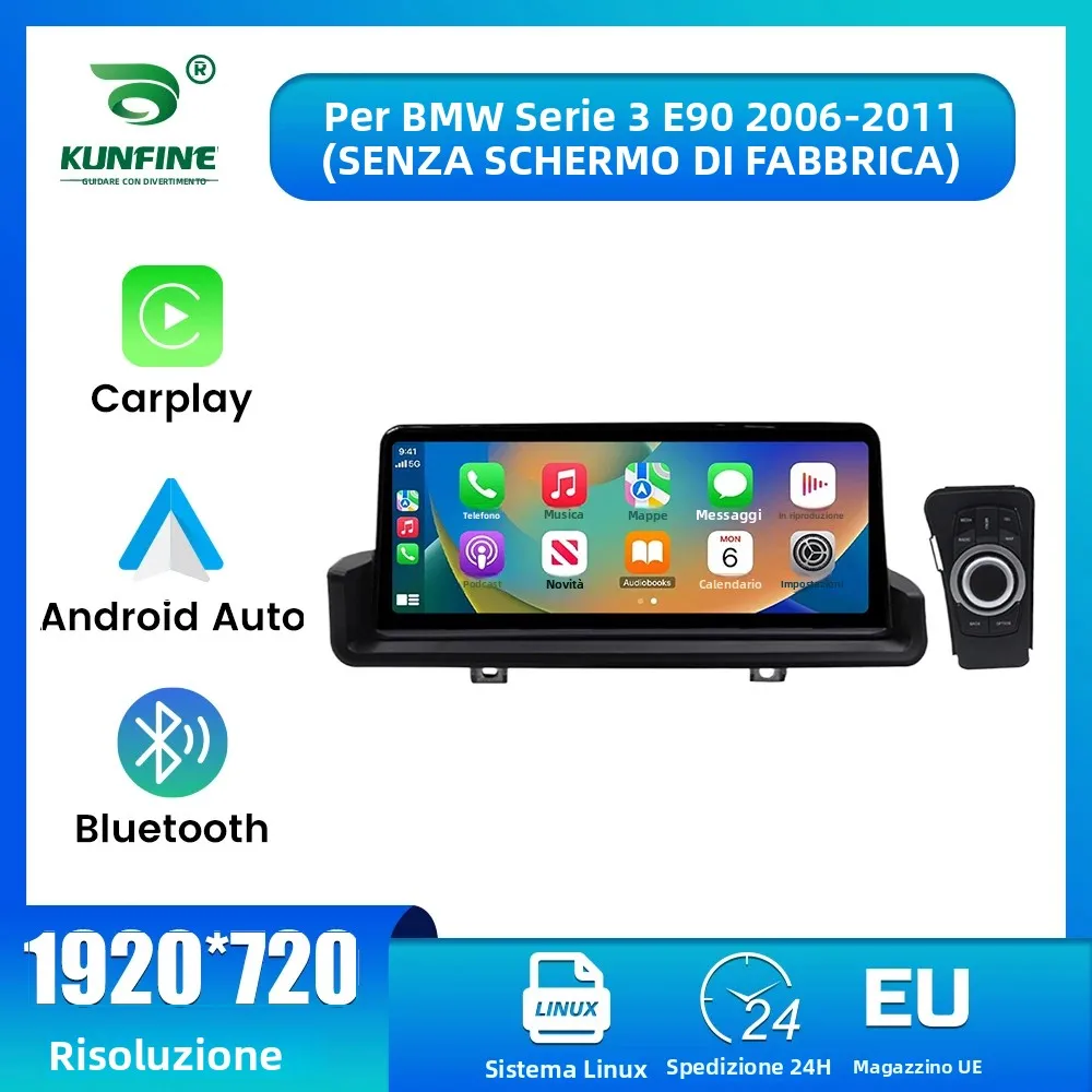 Disponibile in magazzino nell'UE, autoradio da 10,25 pollici per BMW Serie 3 E90, modelli 2006, 2007, 2008, 2009, 2010, 2011, sistema Linux, autoradio multimediale con GPS, navigatore, lettore video,