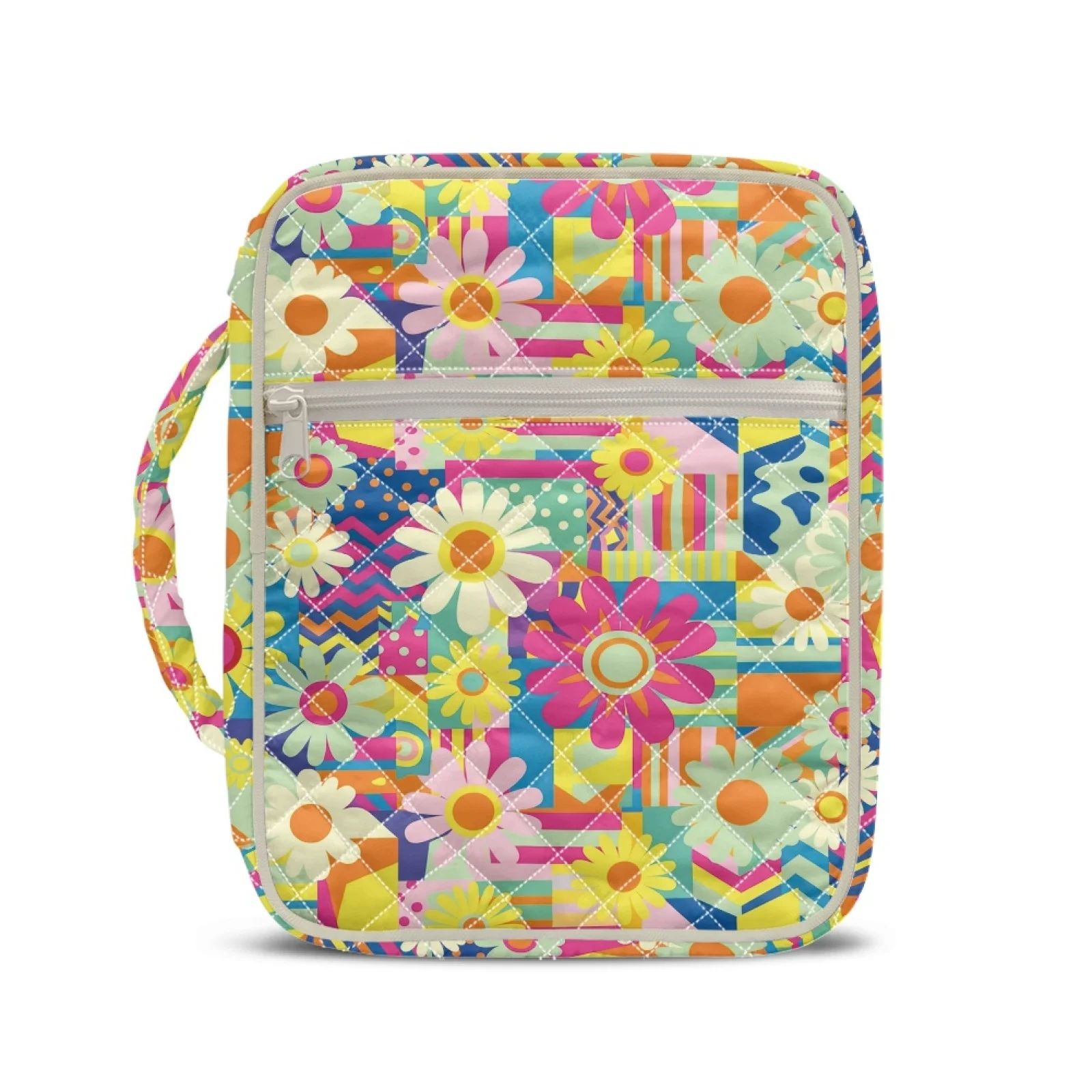 Coloranimal Floral Patch Lightweight Bible Holder Case for Daily Scripture Reading Polyester Quilted Bible Cover New Design
