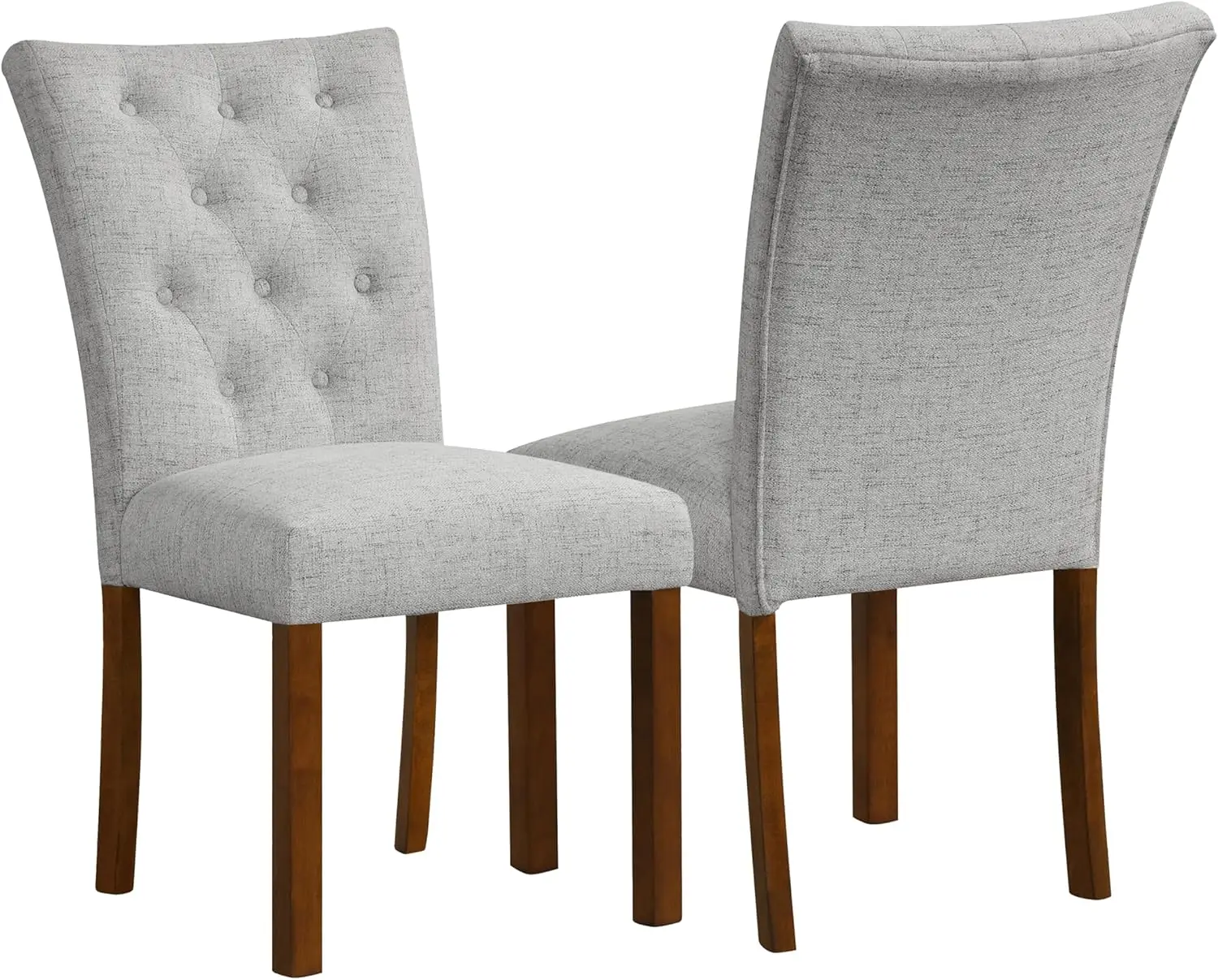 HomePop Button Tufted Fabric Dining Chairs - Pewter Gray Woven (Set of 2)