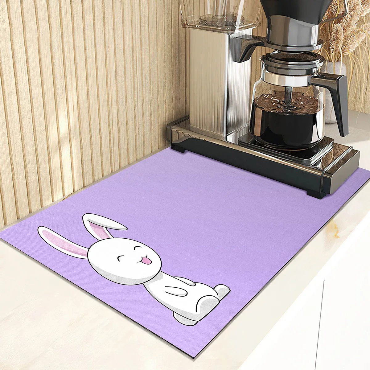 Easter Cartoon Rabbit Drain Pad Super Absorbent Dish Drying Mat Non-Slip Anti-mildew Counter Top Mat Sink Dish Draining Rug