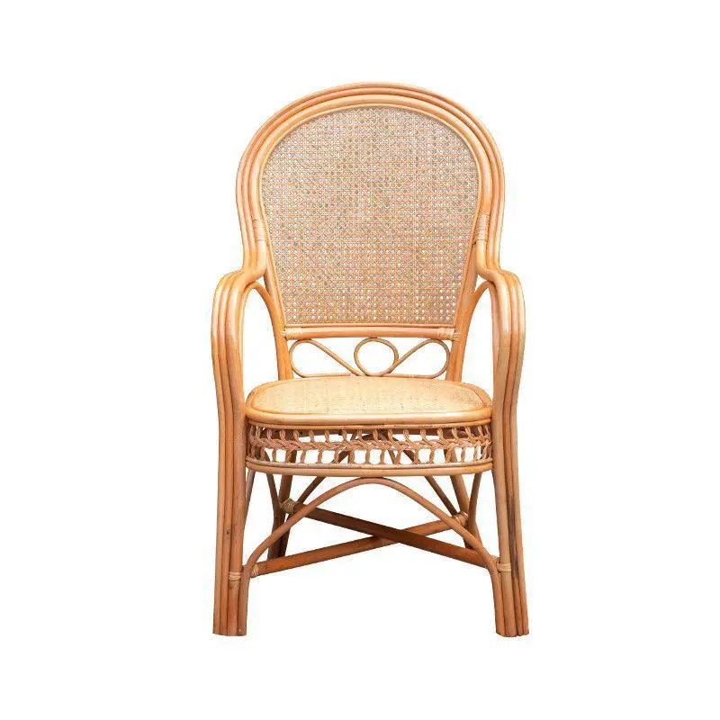Single elderly household back chair, natural rattan, leisure balcony tables and chairs