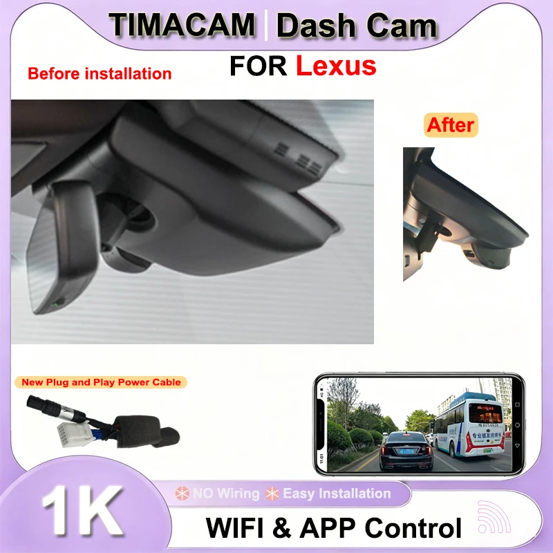 TIMACAM 1K 1080P Wifi Plug and Play Dash Cam for Lexus ES350 ES330 ES300 ES300h ES250 2008 2015 2016 2017 2019 2020 2021 2022