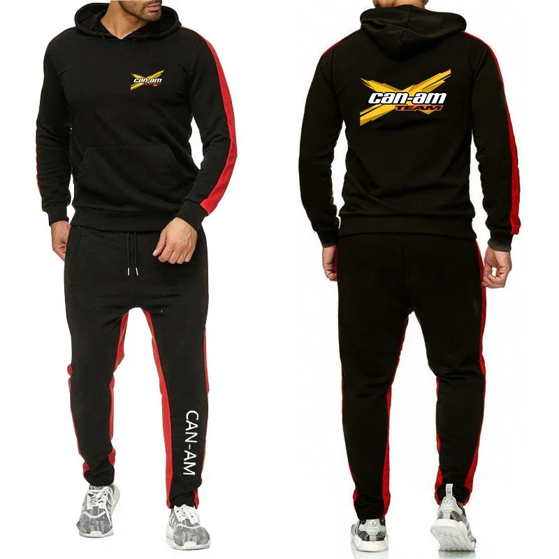 

CAN-AM BRP 2024 Men's New Tracksuit Solid Color Spring Hoodie Tops+Pants 2 Pieces Casual Sports Running Sportswear Clothing Suit