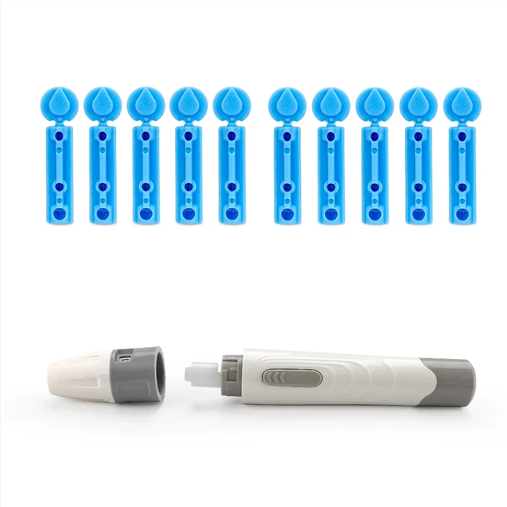 Lancet Pen Adjustable Depth Blood Sampling Glucose Test Pen for Diabetics Blood Collect 50pcs Lancing Device