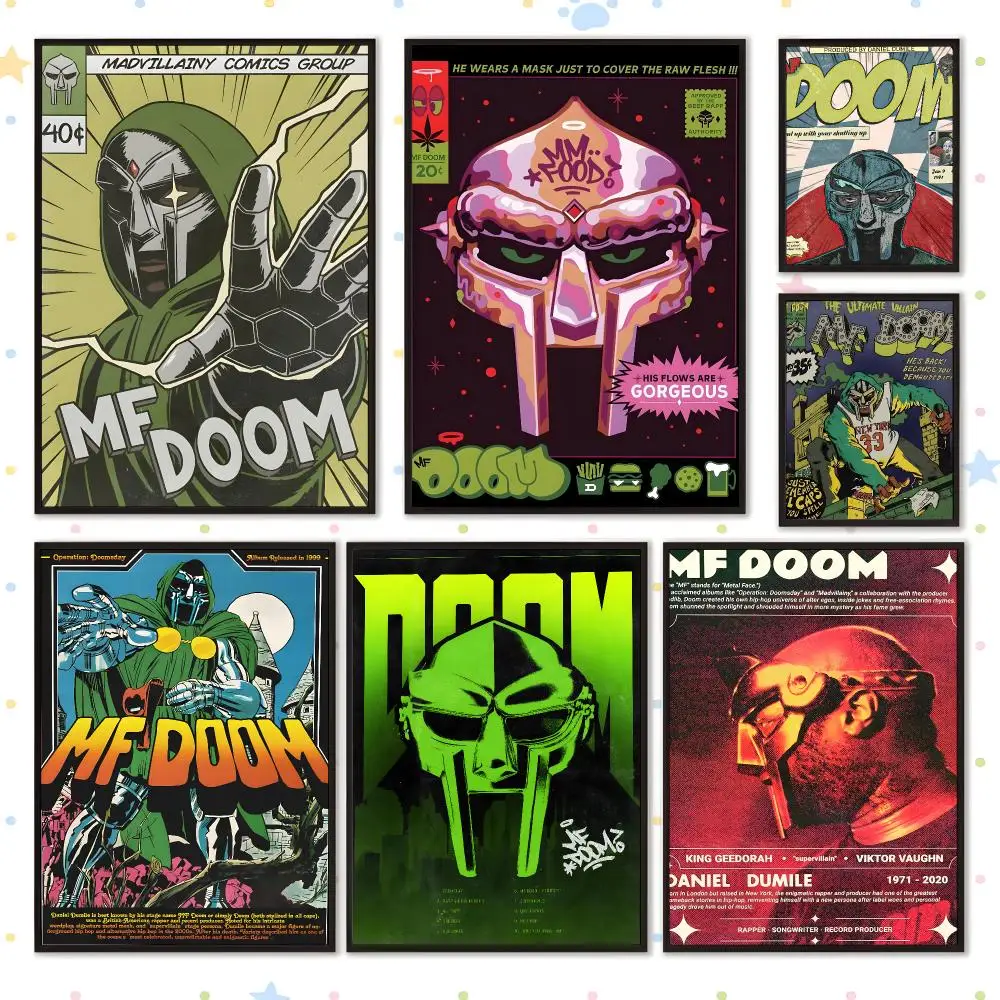 Rapper Underground MF DOOM Poster HD Waterproof PP Self Adhesive Aesthetic Bedroom Dorm Gaming Room Home Decor Gift