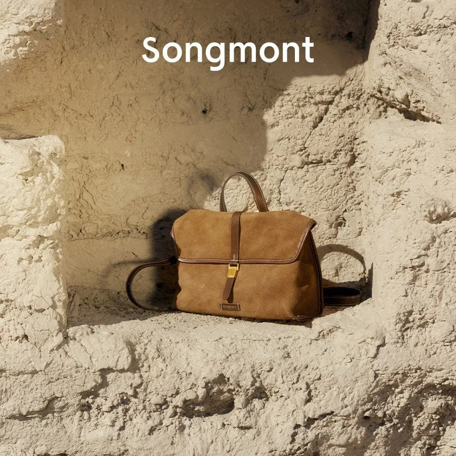 حقيبة كتف Songmont Vintage - حقيبة كتف من جلد الغزال، سحر ريترو، حقيبة كروس يومية ممتازة