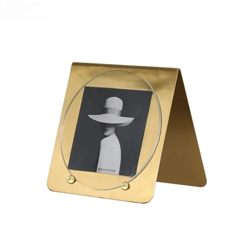 Golden Metal Acrylic Square Photo Frames Modern Picture Frame Bedside Table Wedding Anniversary Photo Frame Desk Decoration