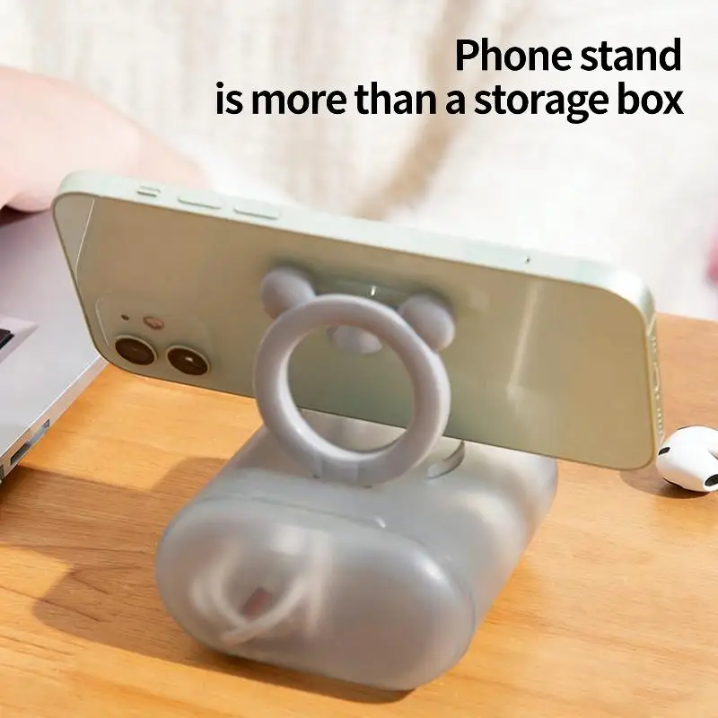 Data Cable Storage Box Dustproof Multi-purpose Mobile Phone Holder Space Saving Small Object Earring Jewelry Strap Organizer