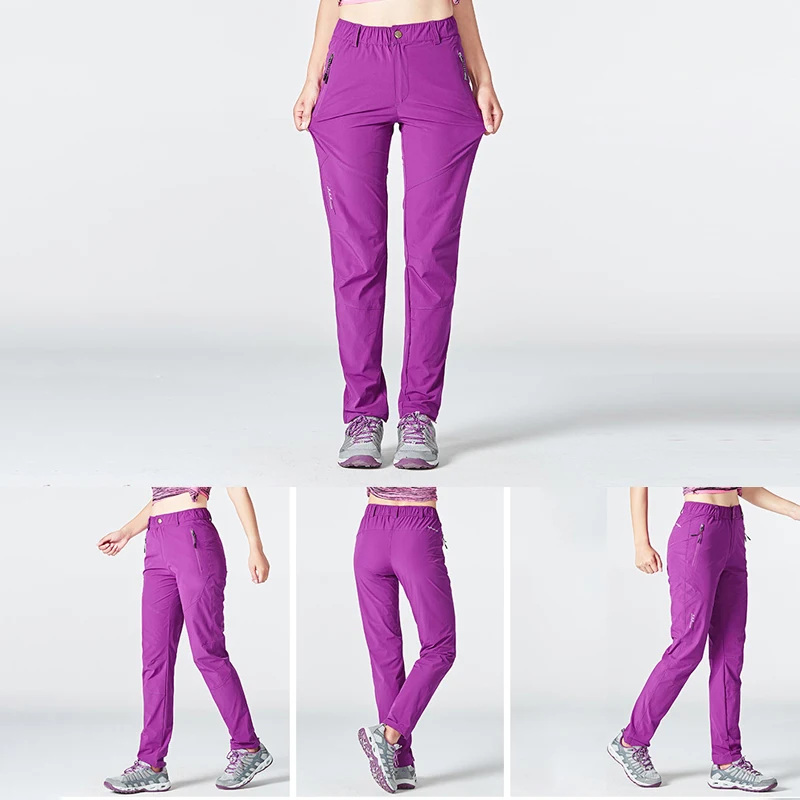 TRVLWEGO Women Summer Trekking Pants Outdoor Running Walking Fishing Elastic Quick Dry Travelling Camping Hiking Trousers
