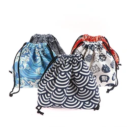 1Pc Japanese Style Cute Drawstring Lunch Box Storage Bag For Travel Picnic Camping Portable Washable Bento Lunch Case Tote Pouch
