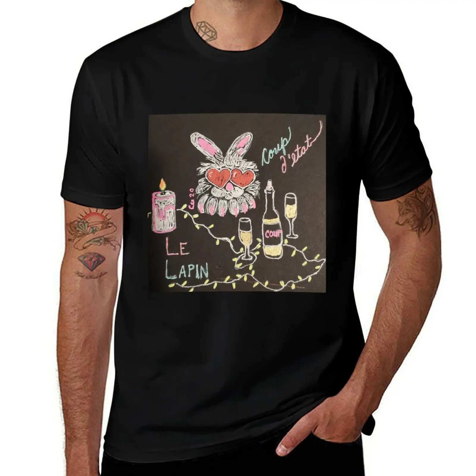Camiseta Le Lapin con diseño de conejo con gafas en forma de corazón, camiseta de trabajo industrial
