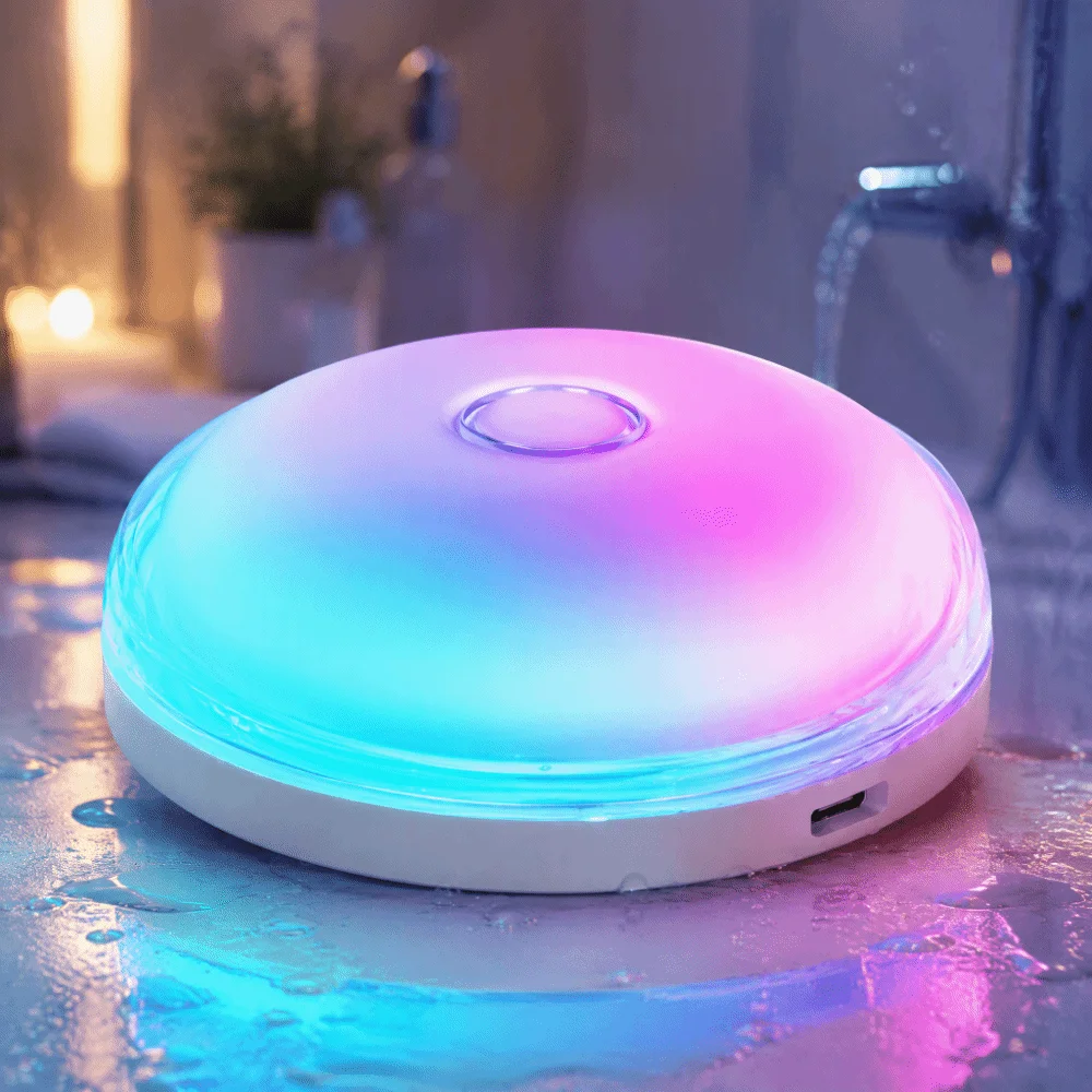 Magnetic Charging Shower Light Wireless Magnetic Color Changing Ambient Light 15 RGBW Colors Rechargeable Night Light Indoor
