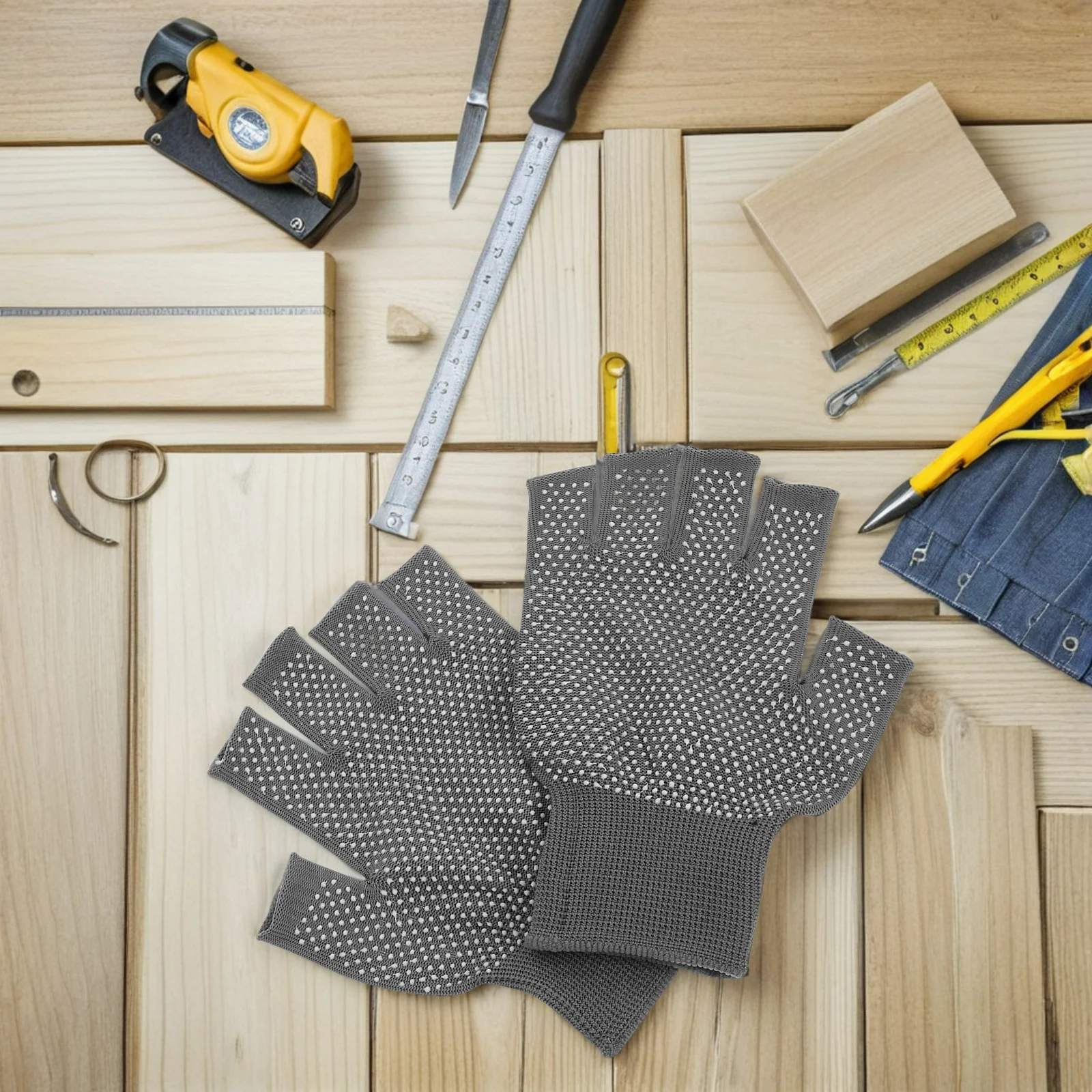 5 قطعة قفازات العمل أصابع شتاء دافئ عدم الانزلاق قبضة للرجال النساء شاشة تعمل باللمس الدراجات القيادة إصلاح قفازات متماسكة خفيفة الوزن #2