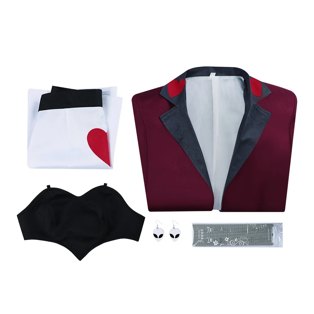 Velvette Demon Anime Hassbin 2nd Season Cosplay Hotel Hot Pink Double Pony Hair Heart Dress Woman Halloween Carnaval Clothes