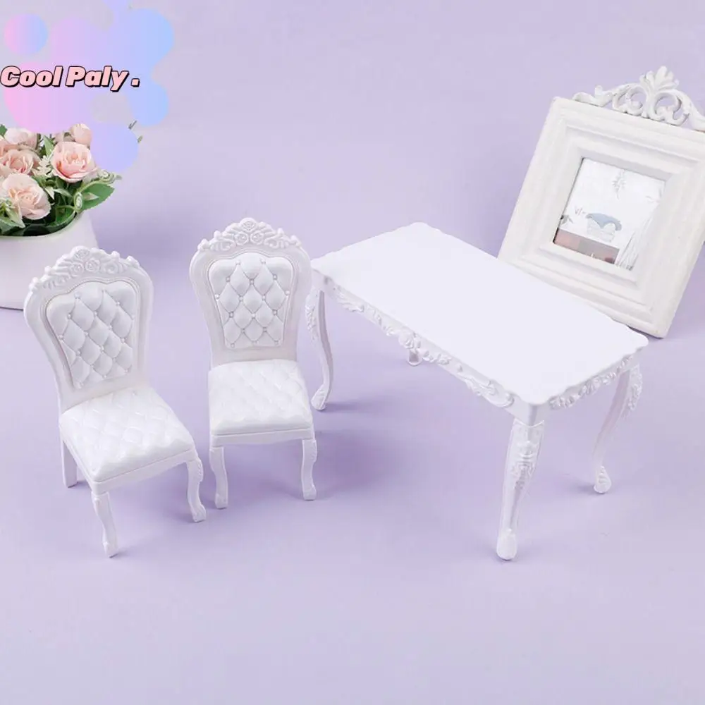 

1:6 Scale Dollhouse Table Chair Pretend Play Scene Model Doll Dining Table Simulation ABS Material Doll Office Desk Chair