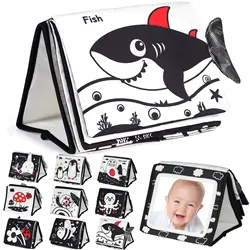 Tummy Time Mirror for Babies Black and White Toys Infants High Contrast Baby Toys For Newborn Baby Sensory Gift 0-12 Months