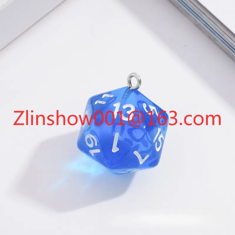 10PCS 20-Sided sieve dice transparent solid color multi-sided dice bag pendant earrings keychain DIY jewelry accessories